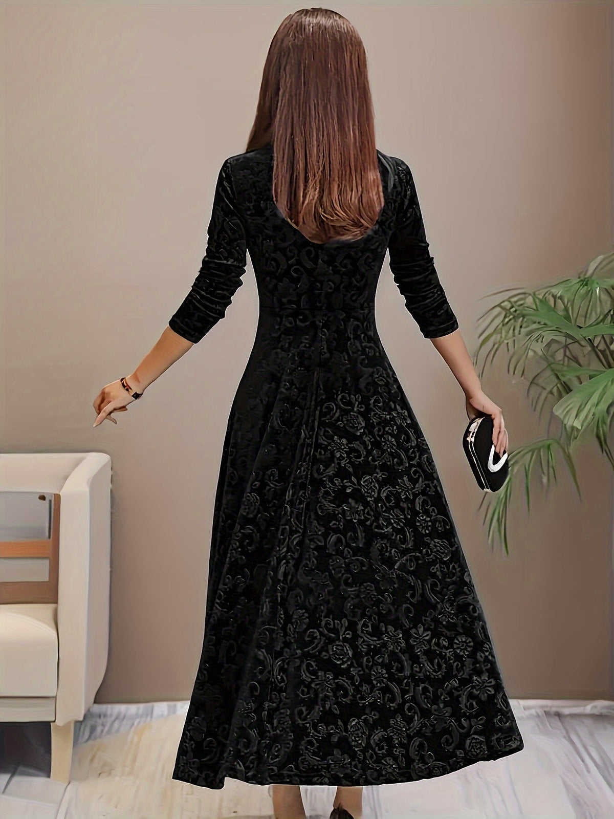 Bethany | Women’s Graceful Floral Design Midi Dress