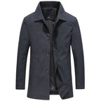 Adam | Men's Casual Slim Fit Long Jacket with Button Closure