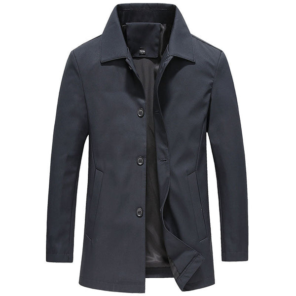 Adam | Men's Casual Slim Fit Long Jacket with Button Closure
