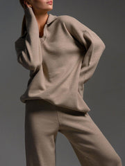 Hannah | Women’s Collared Two Piece Relaxed Fit Lounge Set
