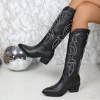 Eliza | Women’s Western Leather Winter Boots with Embroidery