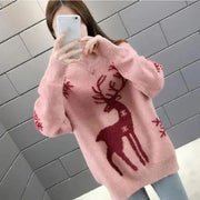 Carla | Women’s Winter Sweater with Reindeer Pattern