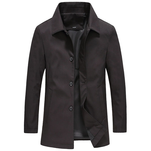 Adam | Men's Casual Slim Fit Long Jacket with Button Closure